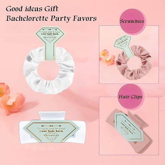 Bridesmaid Gift Set Hair Claw Clips Satin Hair Ties For Wedding Party